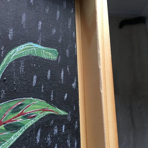 Original Framed Painting of Prayer Plant, Boho Nature Art Christmas  Gift - Picture 5 of 10